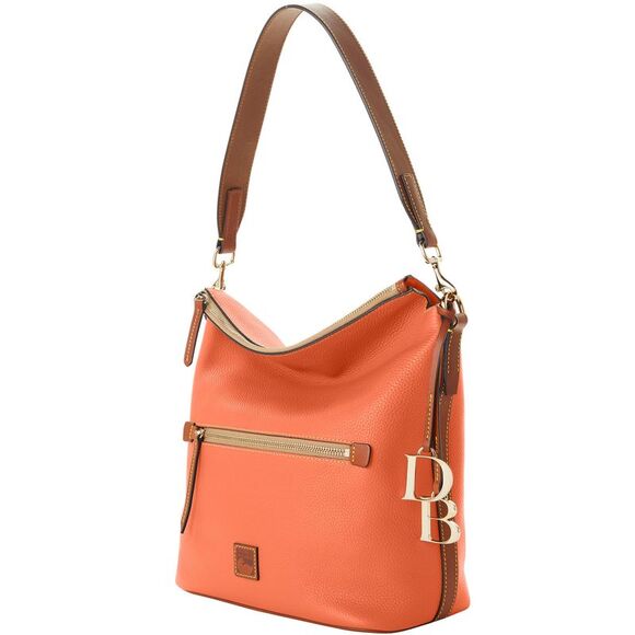 Dooney & Bourke Pebble Grain Large Sac Shoulder Bag - Coral - Picture 2 of 4
